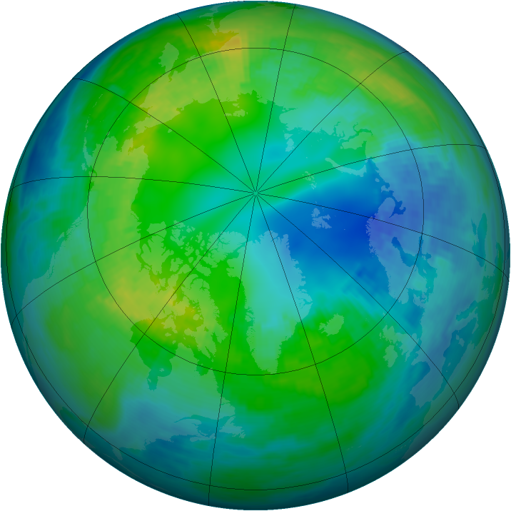 Arctic ozone map for 31 October 1989